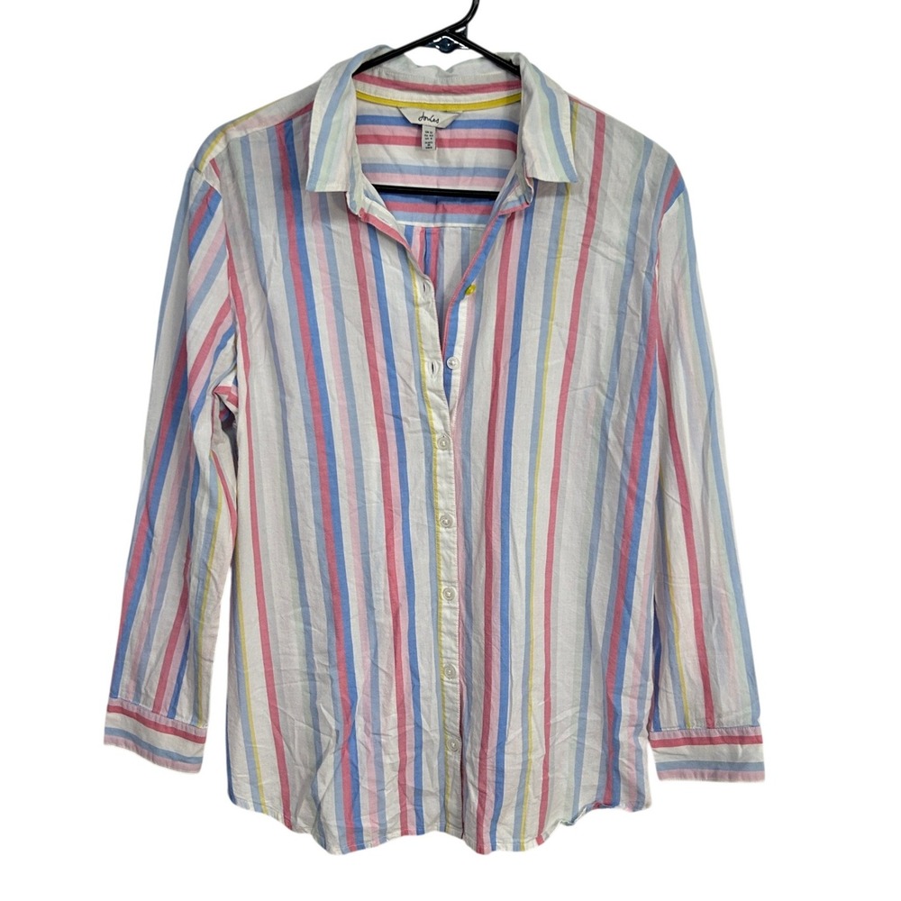 Joules Cornelia Striped Button Down Shirt US 8‎ Multi-Color Coastal Preppy